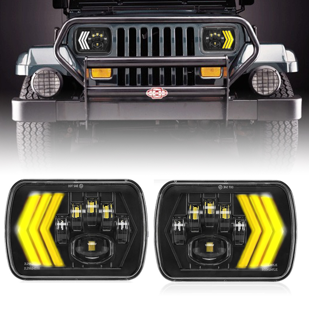 7×6 “5×7 Jeep Wrangler XJ YJ Faros LED W / Halo DRL Luz