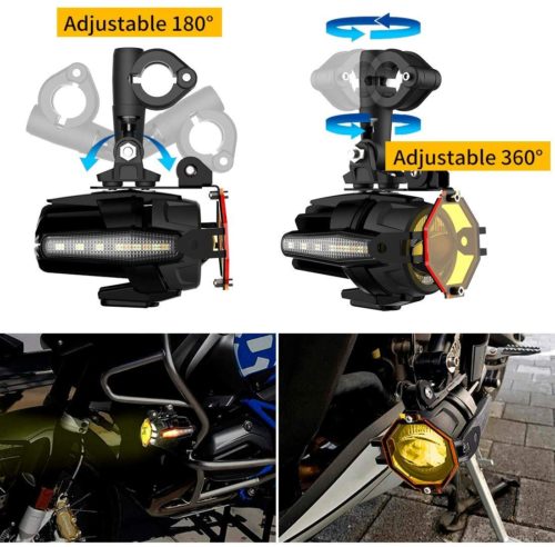 Faros auxiliares de moto LED con soportes defensas y parrilla de protección  Lumitecs S22X –