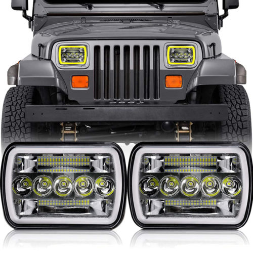  Par de faros LED delanteros cuadrados 5 x 7 pulgadas. Faros con  haz de luz alto/bajo para jeep Wrangler YJ, Cherokee XJ y camionetas 4X4  todo terreno : Automotriz
